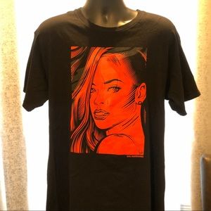 Men Black Shirt Red Graphic Cotton Summer Casual